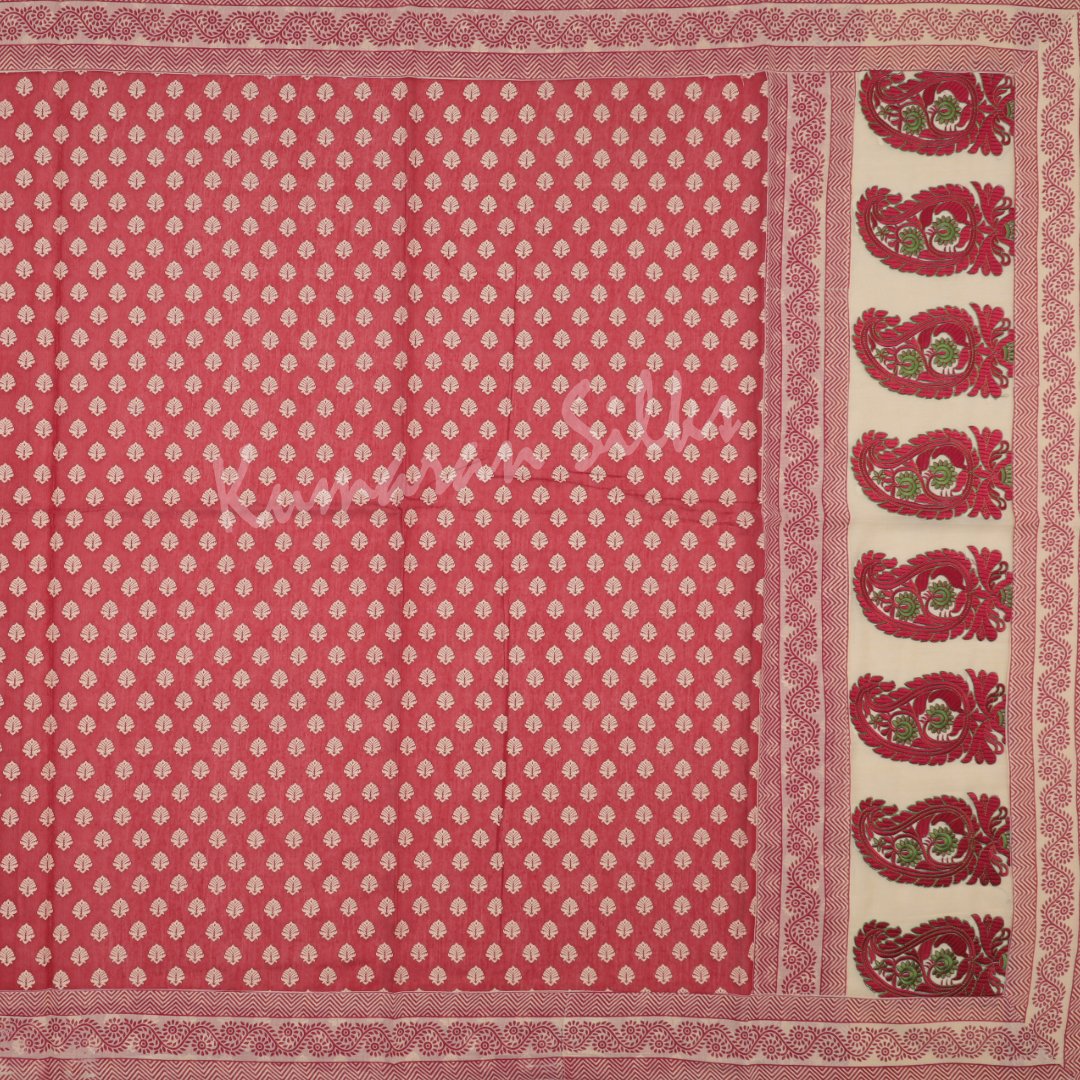 Chanderi Cotton Printed Maroon Saree 06