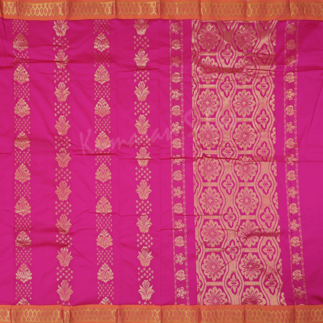 Art Silk Magenta Pink Floral Zari Worked Saree