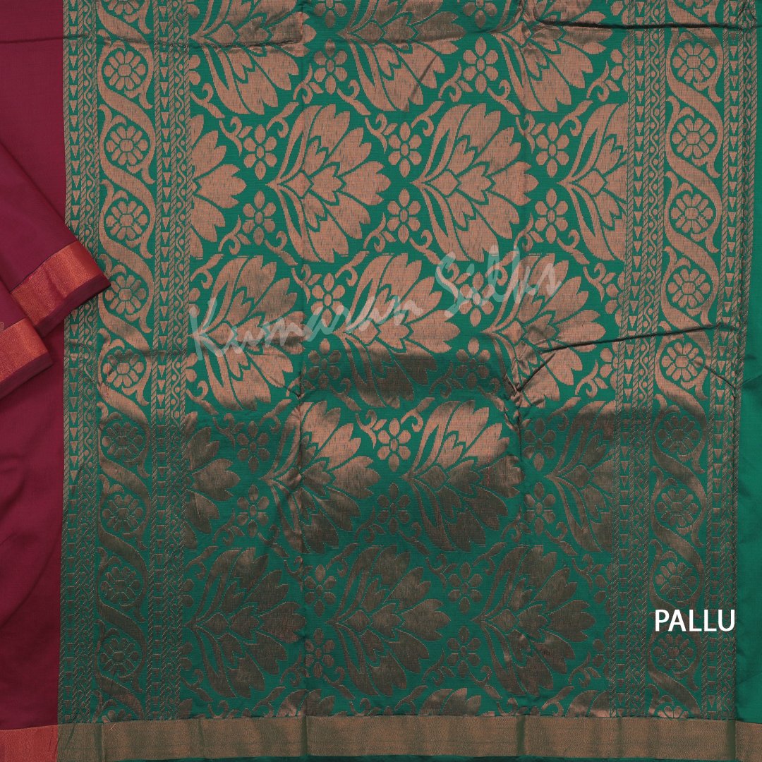 Art Silk Maroon Saree With Leaf And Mango Design