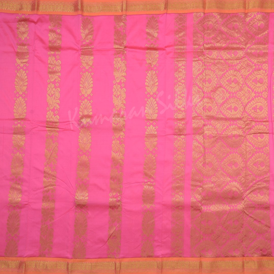 Art Silk Candy Pink Floral Zari Worked Saree