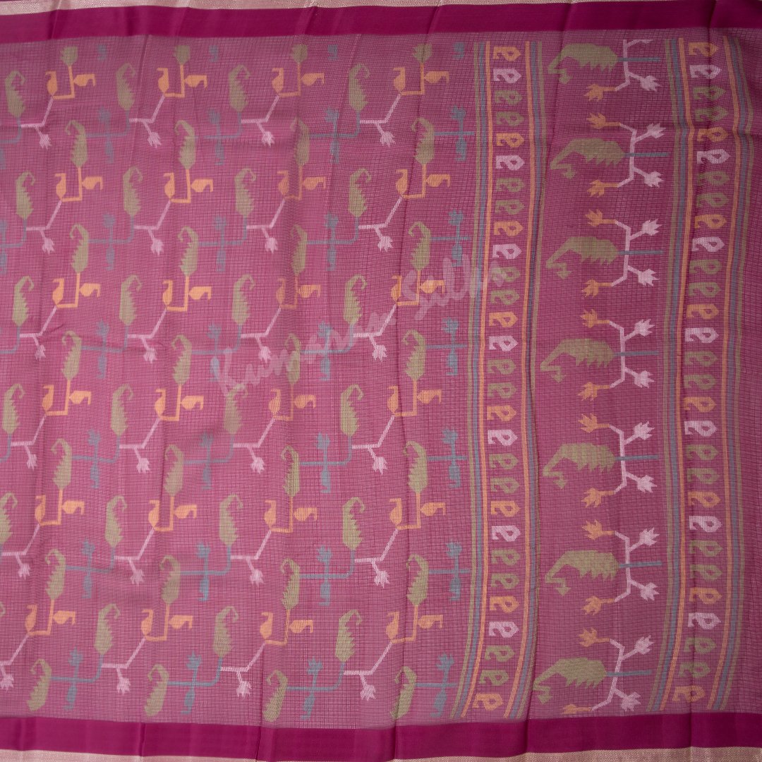 Kota Printed Maroon Saree With Simple Border