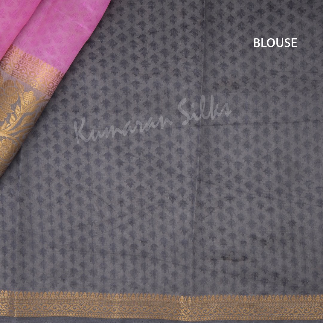 Semi Tussar Taffy Pink Embossed Saree With Floral Border