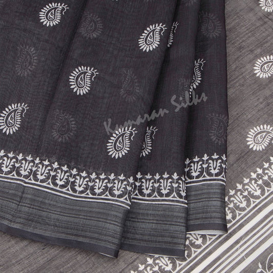 Semi Linen Black Printed Saree