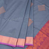 Semi Soft Silk Grey Zari Worked Saree With Contrast Border - Kumaran Silks