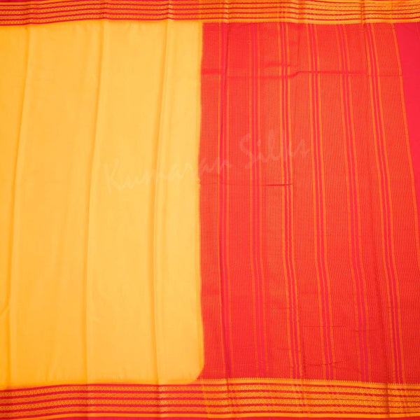Semi Mysore Silk Plain Mango Yellow Saree 10 - Kumaran Silks