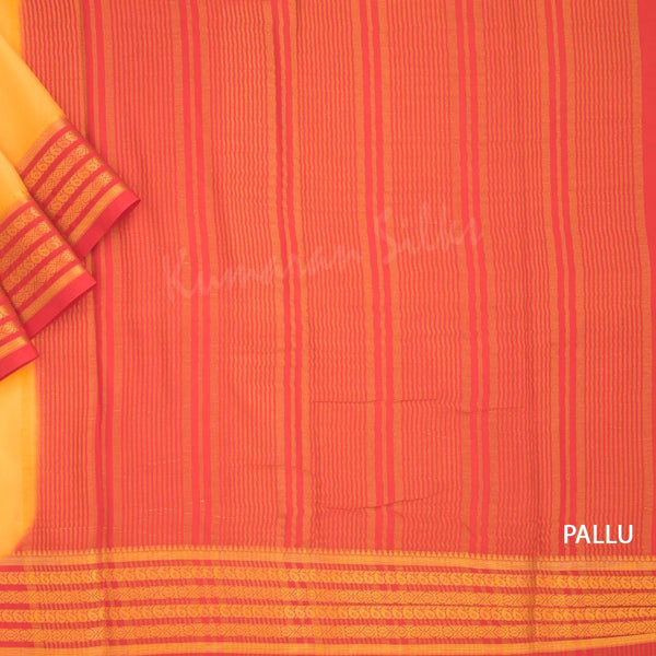 Semi Mysore Silk Plain Mango Yellow Saree 10 - Kumaran Silks