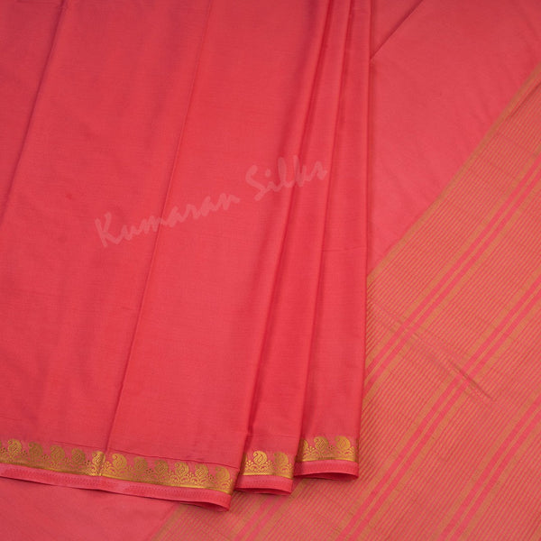 Semi Mysore Silk Plain Rose Pink Saree 02