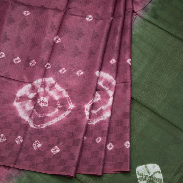 Semi Linen Dark Pink Printed Saree
