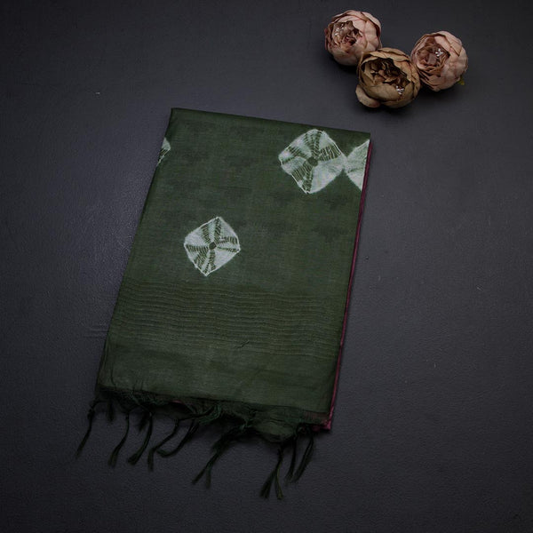 Semi Linen Dark Pink Printed Saree