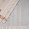 Semi Linen Cream Thread Embroidered Saree 03