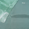 Organza Green Thread Embroidered Saree 02