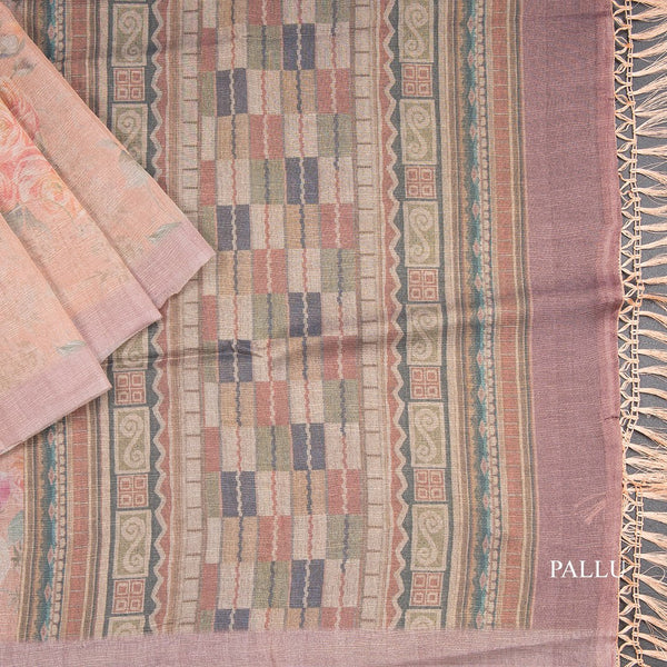 Pink Organza Printed Saree