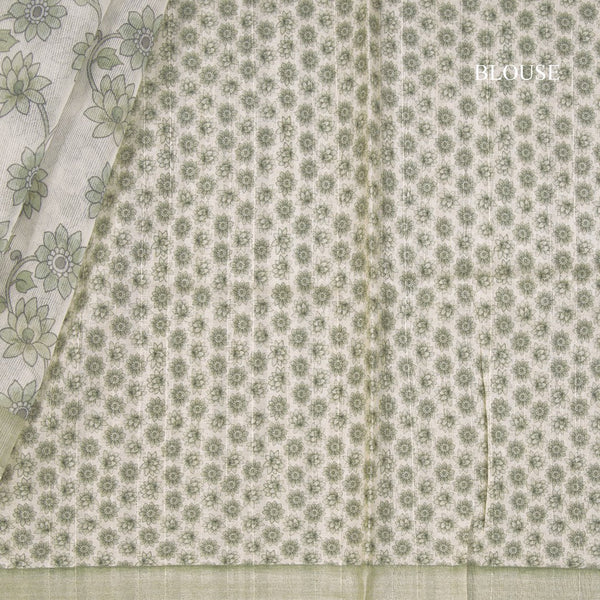 Kota Cream Printed With Thread Embroidered Saree 04
