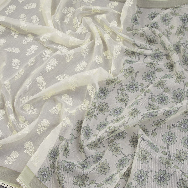 Kota Cream Printed With Thread Embroidered Saree 04