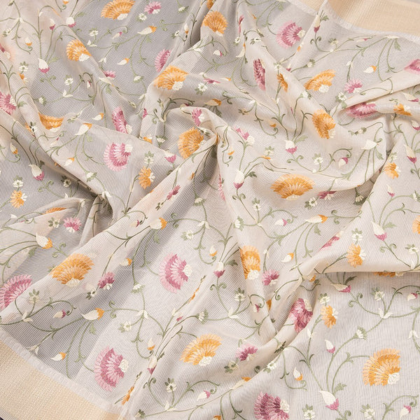 Kota Cream With Thread Embroidered Saree