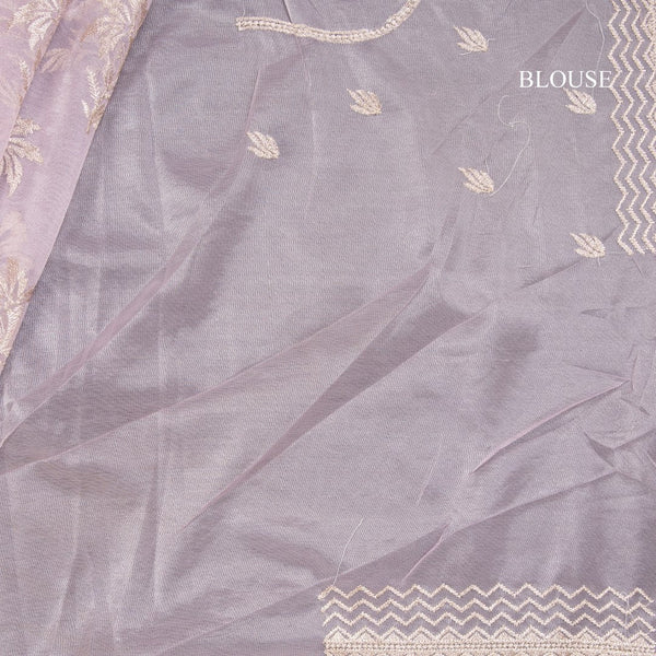 Organza Violet With Zari Embroidered Saree