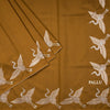 Semi Raw Silk Dark Mustard With Swan Birds On Border