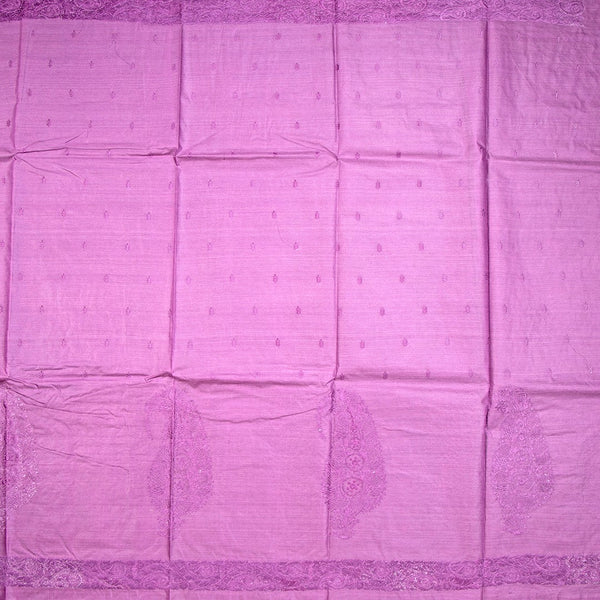 Semi Tussar Dark Magenta Thread Work Saree