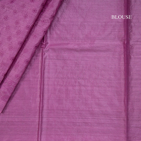 Semi Tussar Purple Thread Work Saree