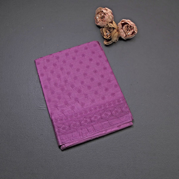 Semi Tussar Purple Thread Work Saree