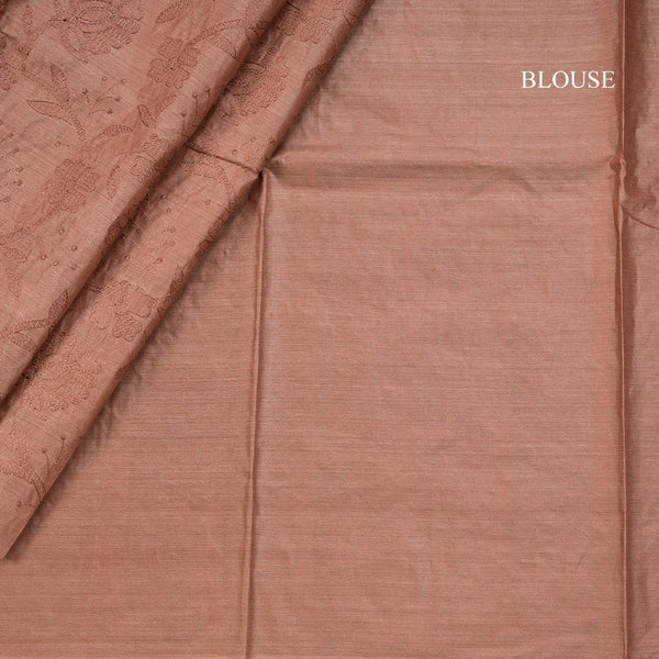 Semi Tussar Brown Sugar Thread Work Saree