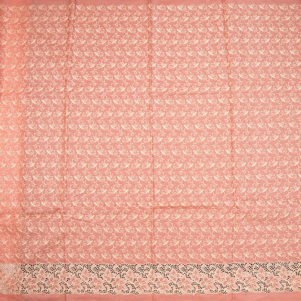 Semi Tussar Peach Thread Work Saree
