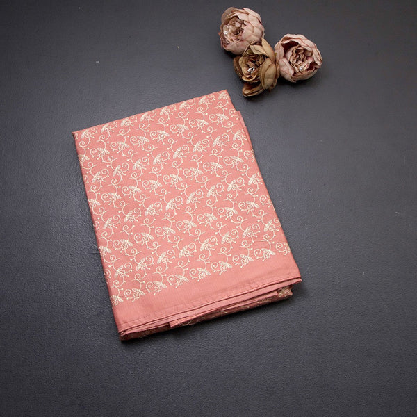 Semi Tussar Peach Thread Work Saree