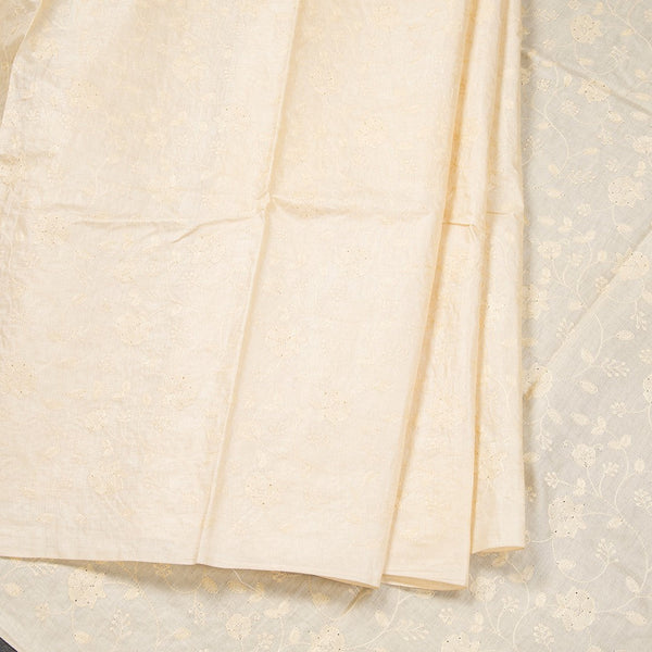 Semi Tussar Cream Thread Work Saree 01