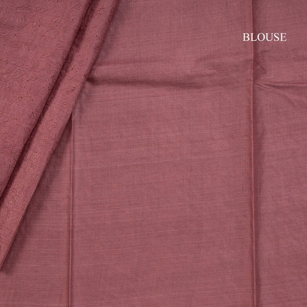 Semi Tussar Cinnamon Brown Thread Work Saree