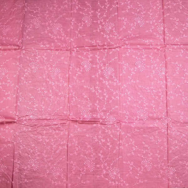 Semi Tussar Flamingo Pink Thread Work Saree