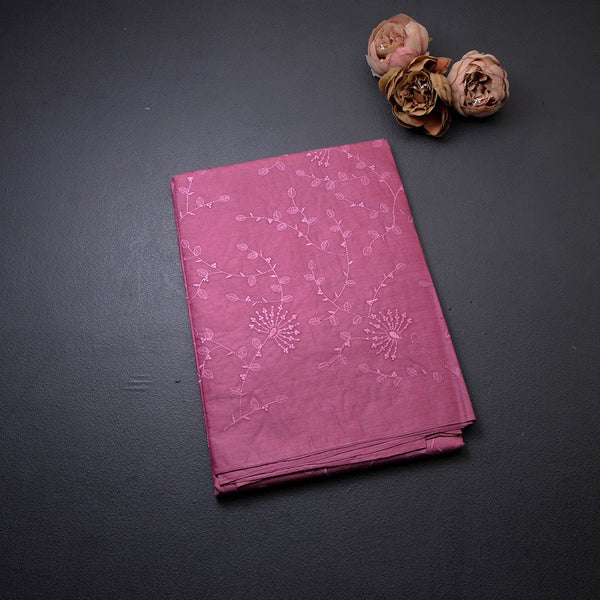 Semi Tussar Flamingo Pink Thread Work Saree