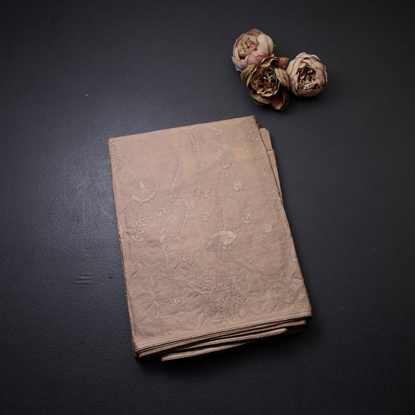 Semi Tussar Sand Brown Thread Work Saree