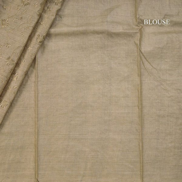 Semi Tussar Cardamom Green Thread Work Saree