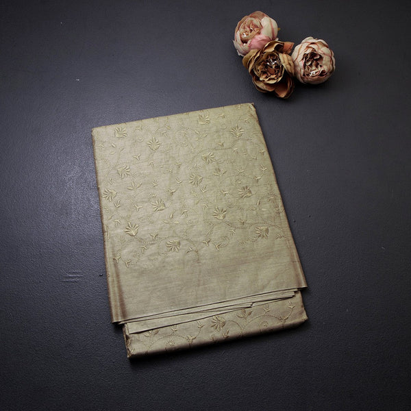 Semi Tussar Cardamom Green Thread Work Saree