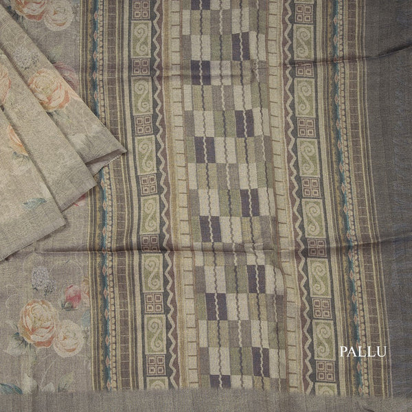 Organza Green Printed Saree 02