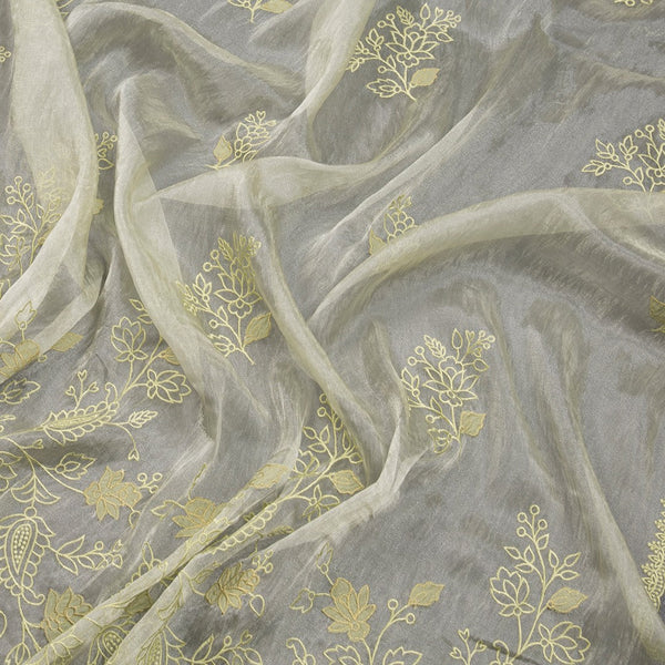 Organza Apple Green Thread Embroidered Saree