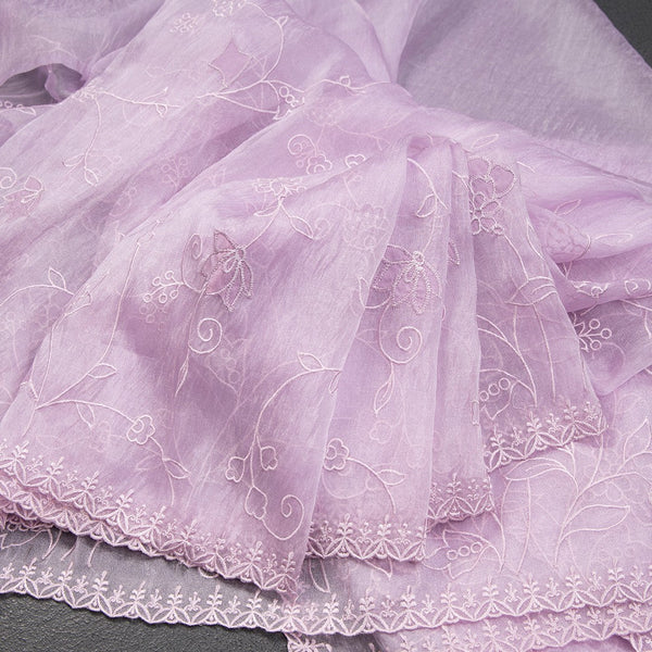 Organza Lilac Thread Embroidered Saree