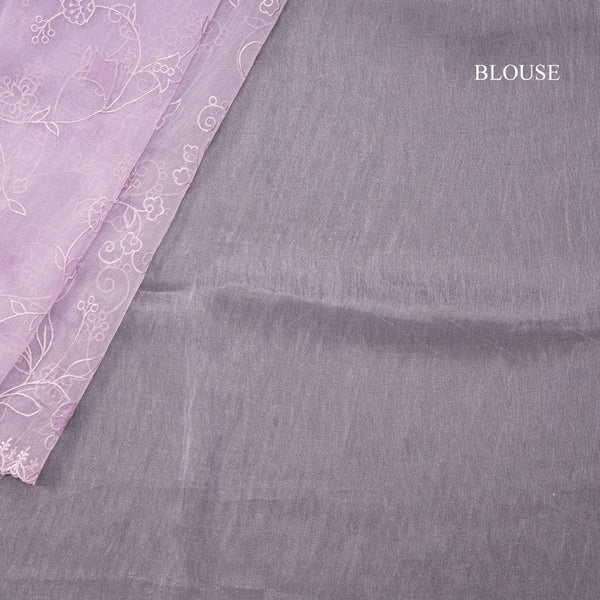Organza Lilac Thread Embroidered Saree
