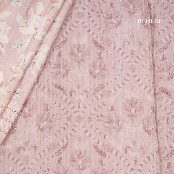 Light Pink Semi Raw Silk Printed Saree 02