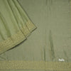 Chilli Green Organza Thread Embroidered With Stone Work Saree