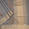 Dark Grey Semi Raw Silk Thread Embroidered Saree