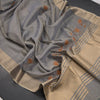 Dark Grey Semi Raw Silk Thread Embroidered Saree