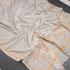 Cream Semi Linen Thread Embroidered Saree 04
