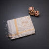 Cream Semi Linen Thread Embroidered Saree 04