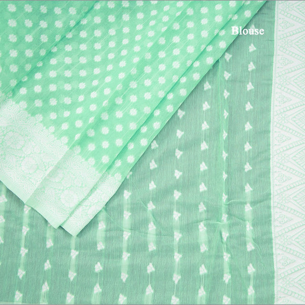 Green Kota Cotton Thread Embroidered Saree