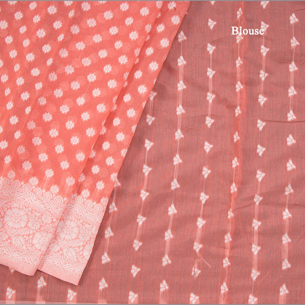 Pink Kota Cotton Thread Embroidered Saree