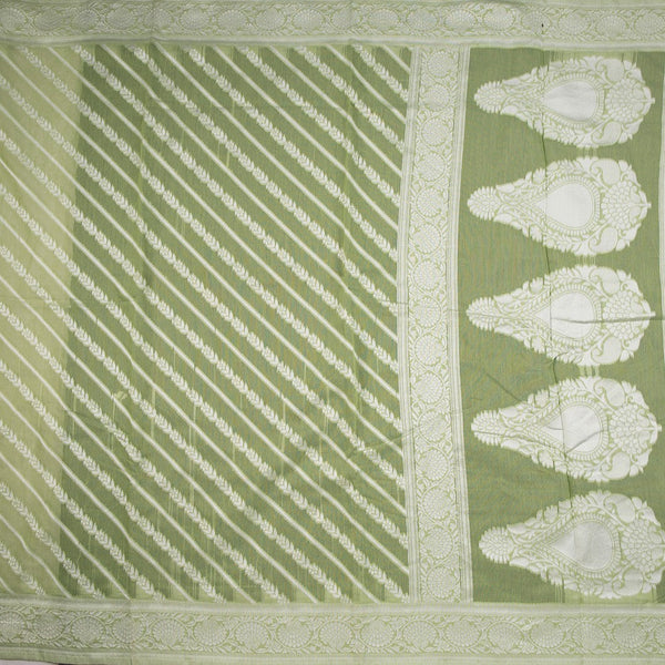 Green Kota Cotton Thread Embroidered Saree 03