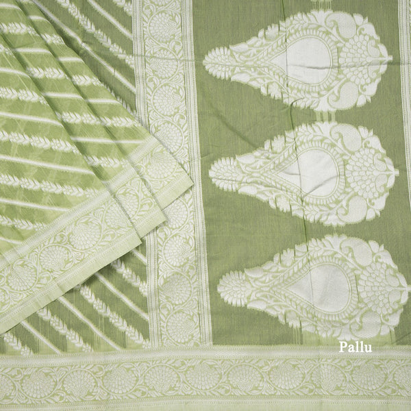 Green Kota Cotton Thread Embroidered Saree 03