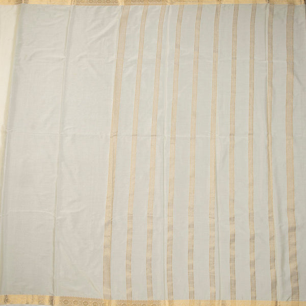Semi Mysore Silk Cream Plain Saree 03