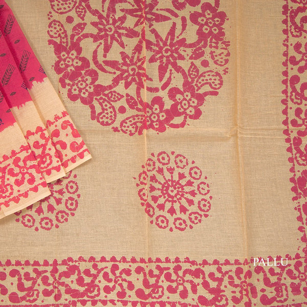 Sungudi Cotton Pink Printed Saree 06 
